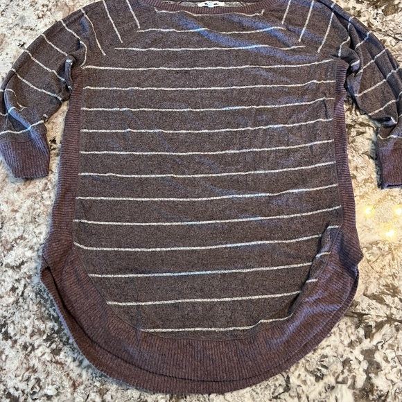 XS Mew Maurices Haven Cozy Knit Purple Striped Crew Neck Sweatshirt Lightweight - Picture 2 of 12